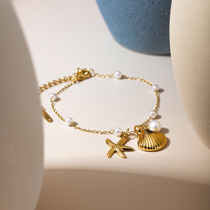 Pulsera Seaside Elegance con Perlas y Charms