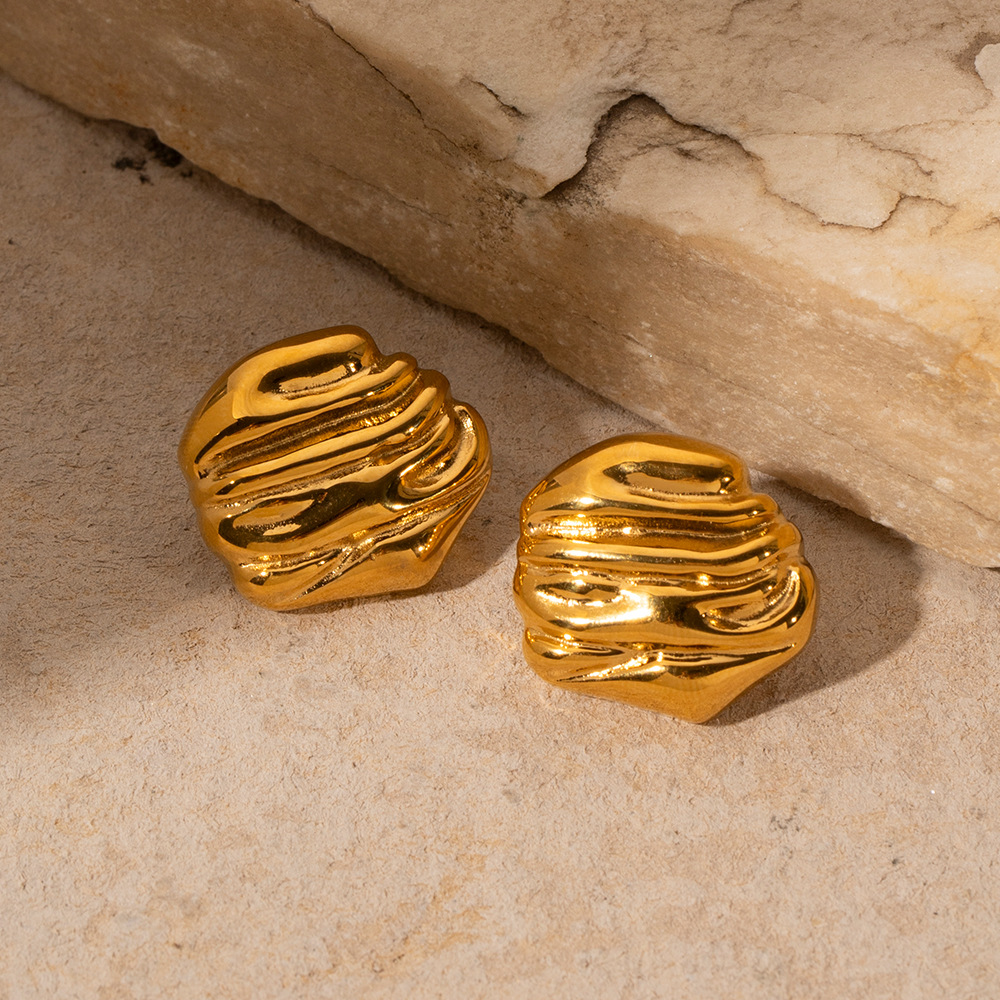 Golden Fluidity Sculpted Earrings