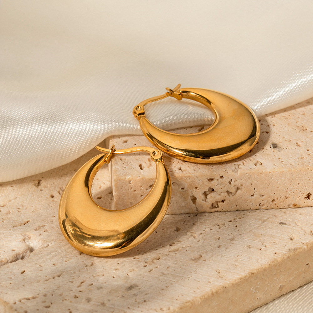 Luxe Golden Crescent Hoop Earrings