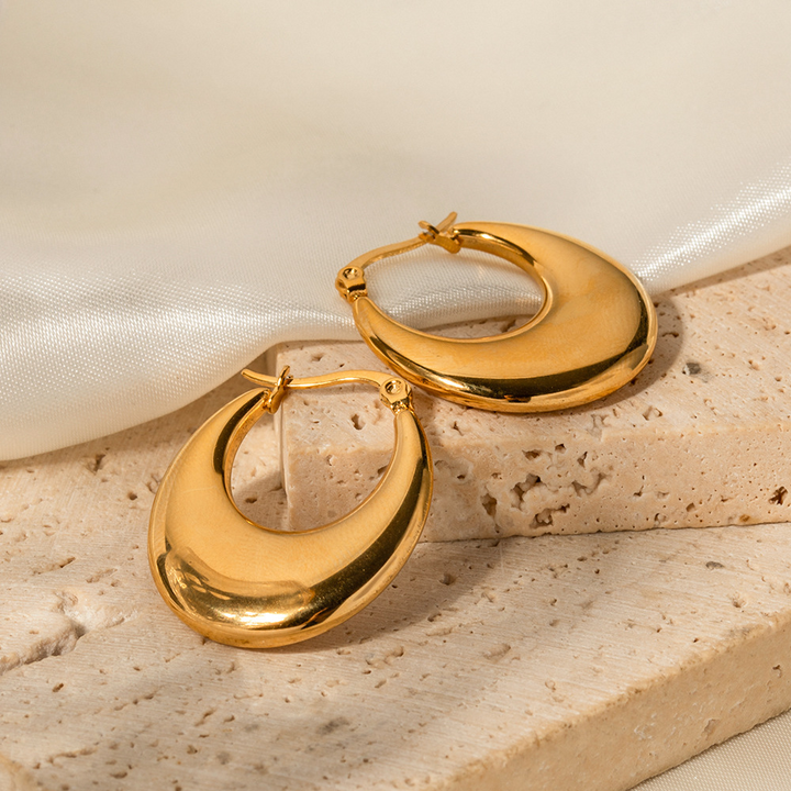 Luxe Golden Crescent Hoop Earrings