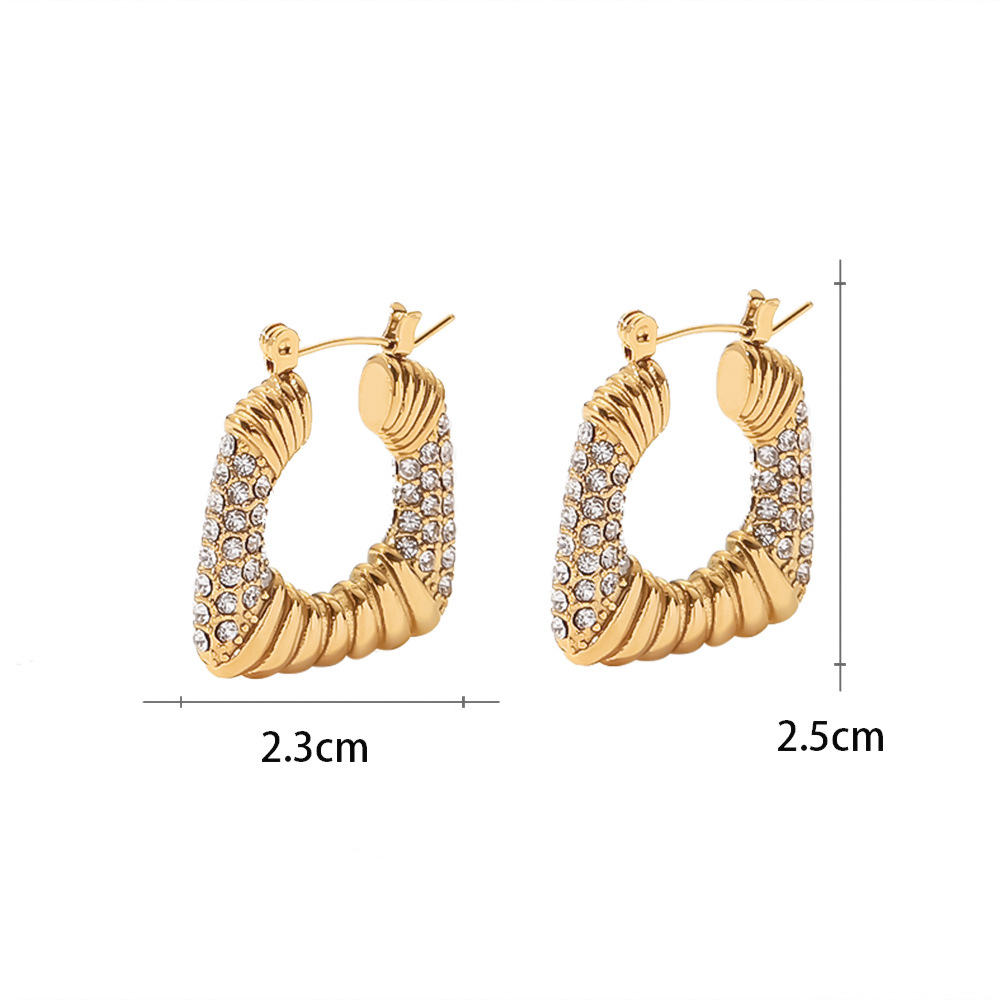 Glamorous Gold-Twist Pavé Hoop Earrings