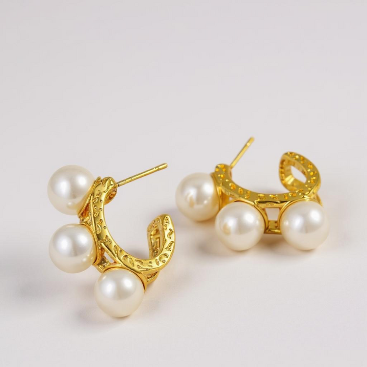 Pendientes de aro de perla de acero inoxidable