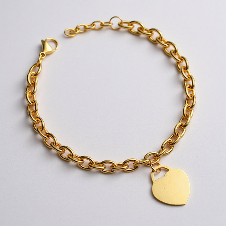 Heart Charm Chain Bracelet – Gold / Silver / Rose Gold
