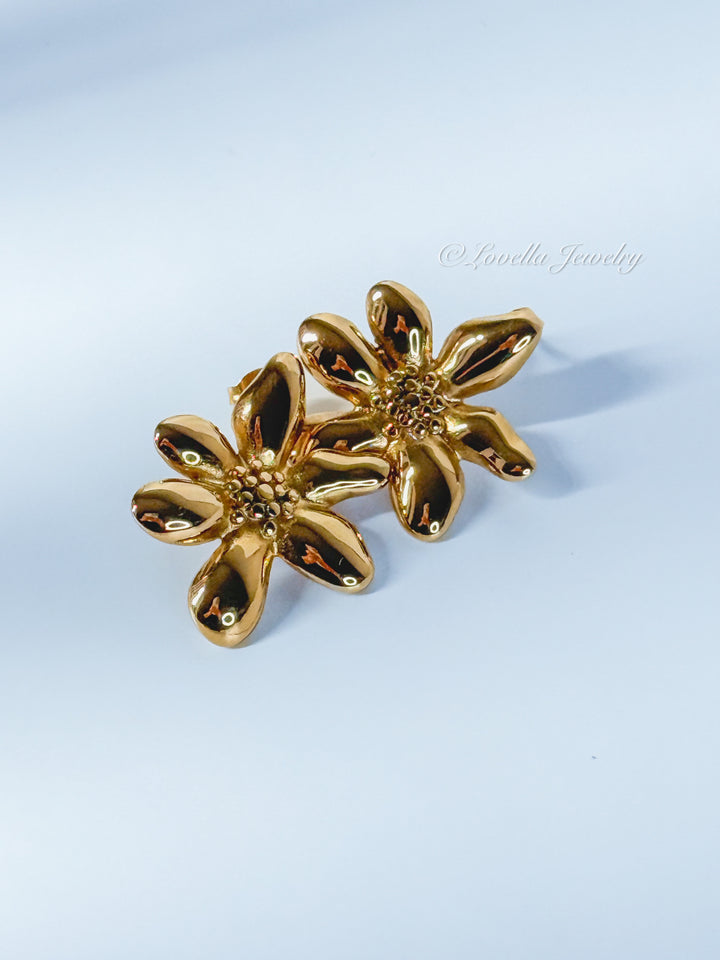 Bold Floral Stainless Steel Earrings