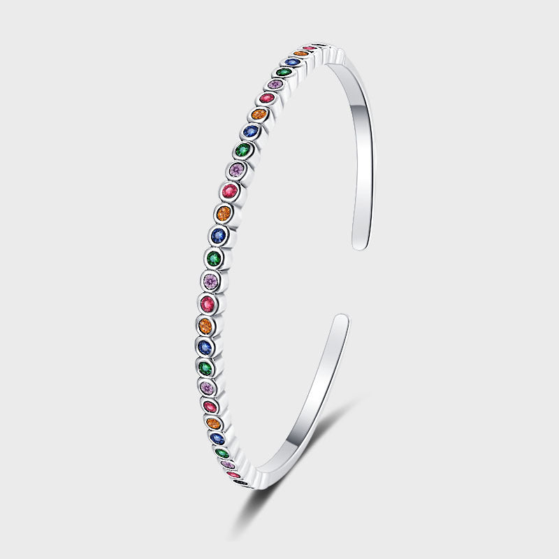 Sterling Silver Rainbow Gemstone Cuff