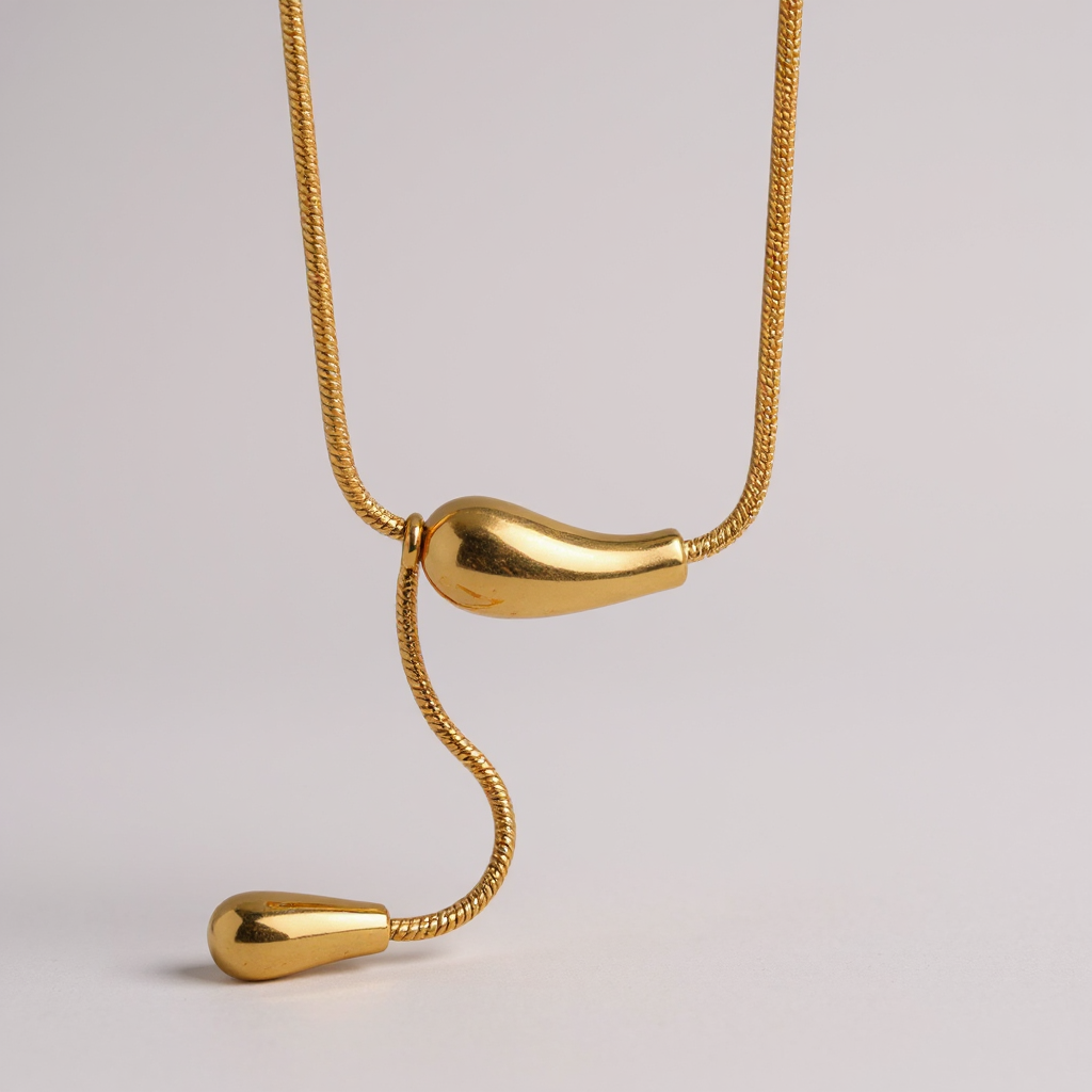 Modern Stainless Steel Drop Pendant Necklace