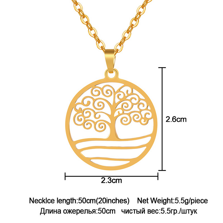 Tree of Life Necklace – Gold-Tone Stainless Steel Pendant