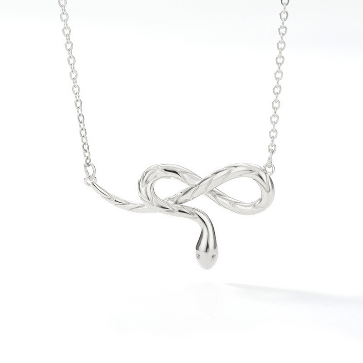 Silver Infinity Snake Pendant Necklace