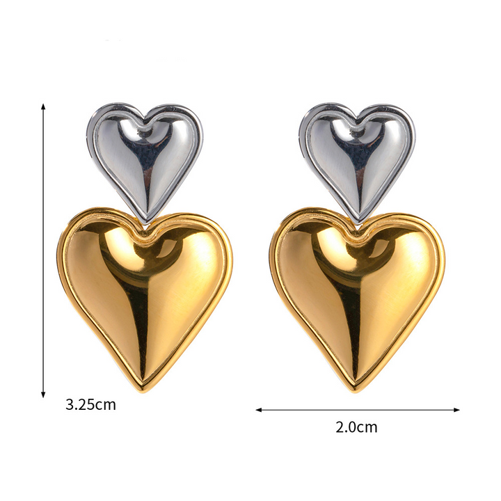 Dual-Tone Heart Reflection Earrings