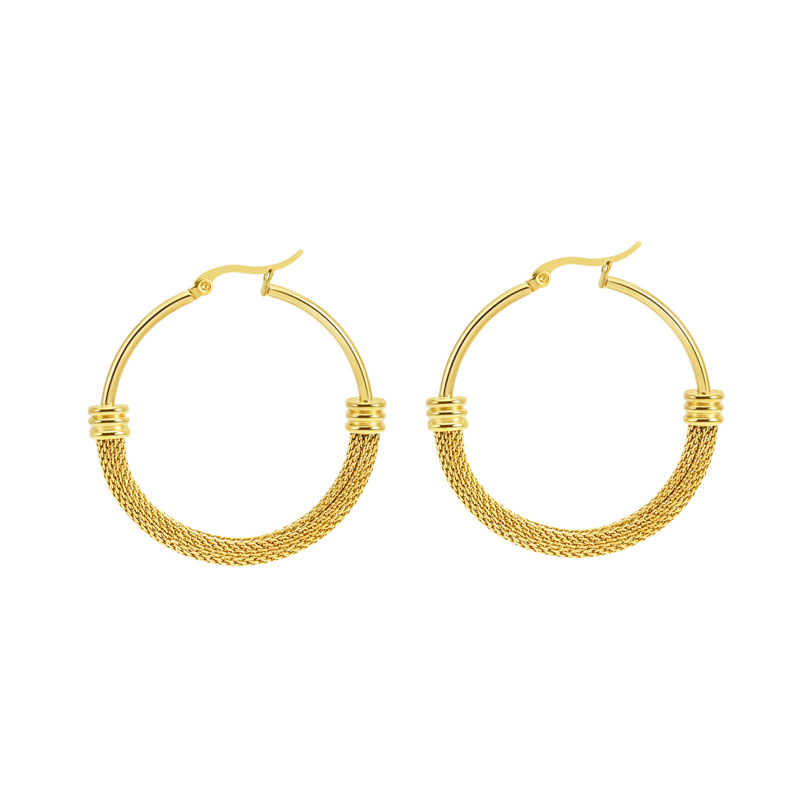 Classic Twisted Rope Hoop Earrings in Gold Finish