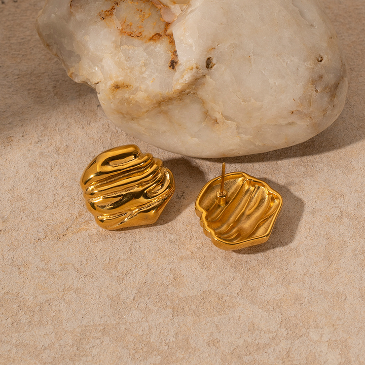 Golden Fluidity Sculpted Earrings