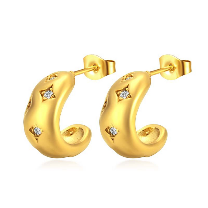 Golden Elegance Abstract Stud Earrings