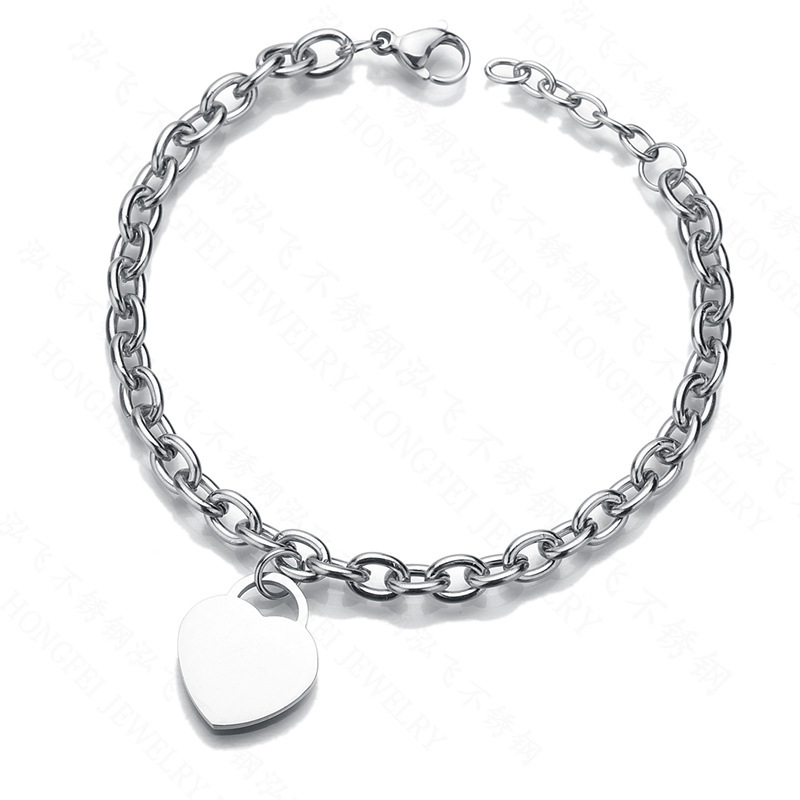 Multi-Color Stainless Steel Link Bracelet with Heart Charm