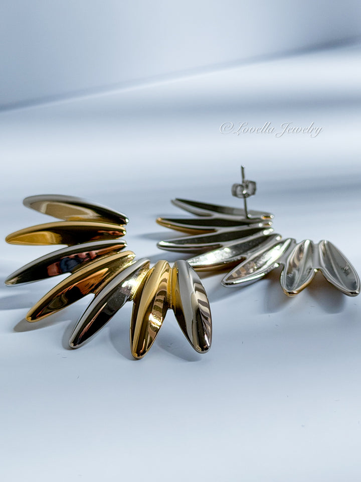 Dual-Tone Radiant Stainless Steel Earrings