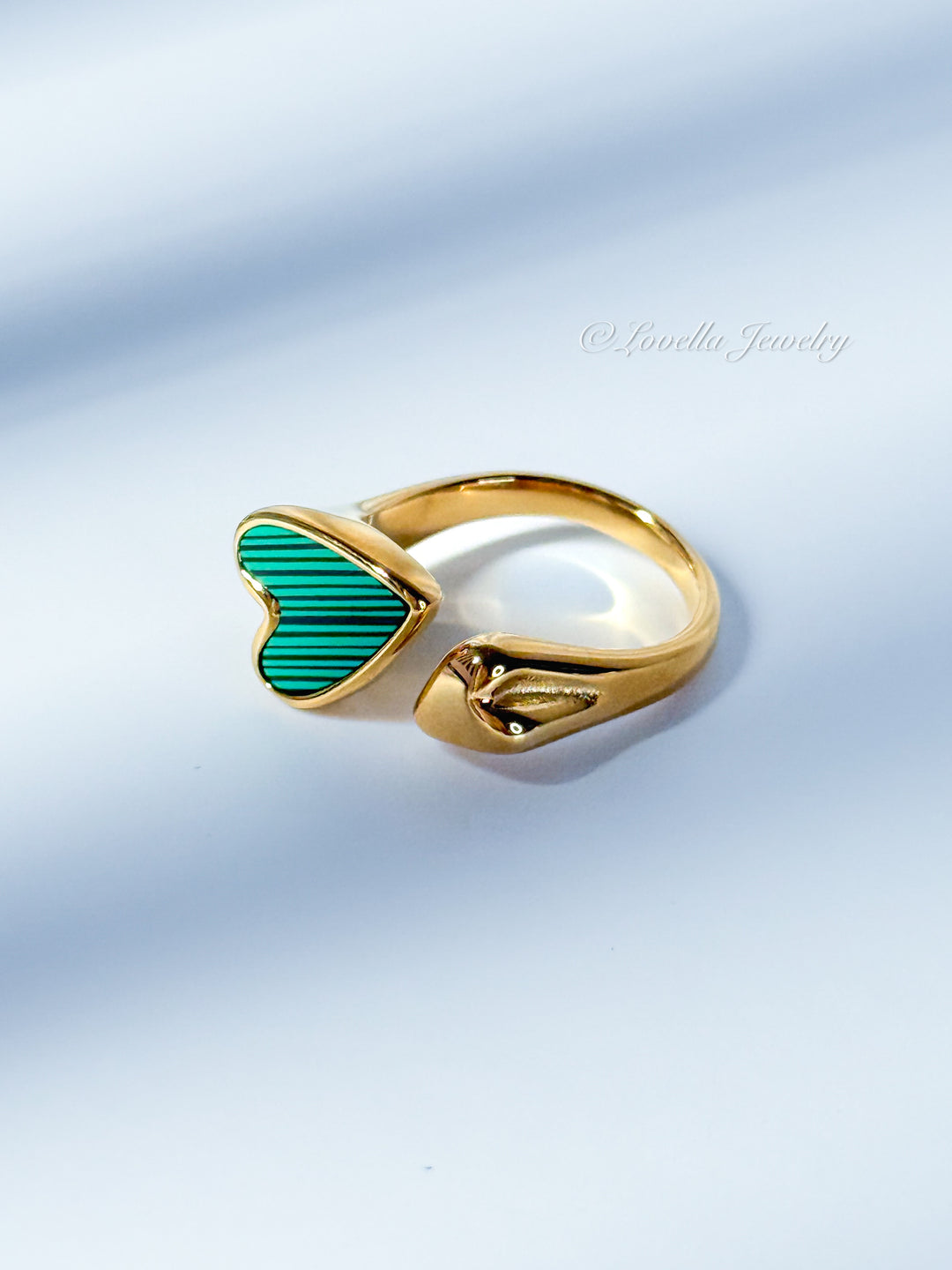 Adjustable Gold Heart Duo Ring – Stainless Steel