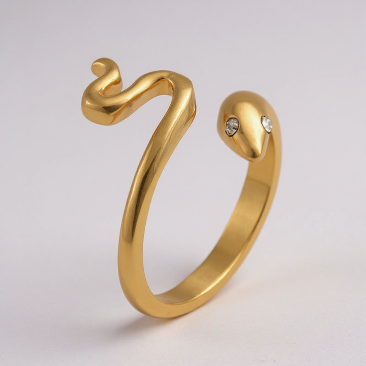 Snake Ring with Crystal Detail – Gold