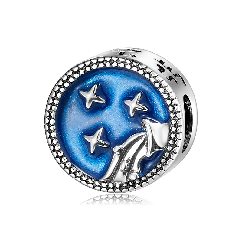 Zodiac Whispers: Celestial Sterling Silver Charm Collection with Enamel Finish