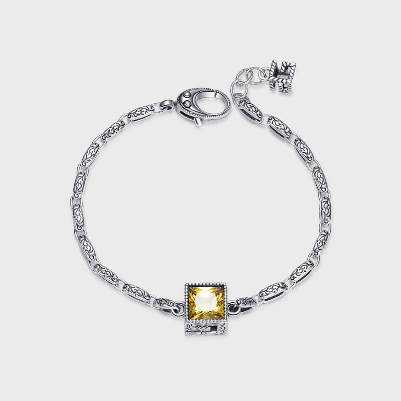 Golden Yellow Gemstone Silver Bracelet