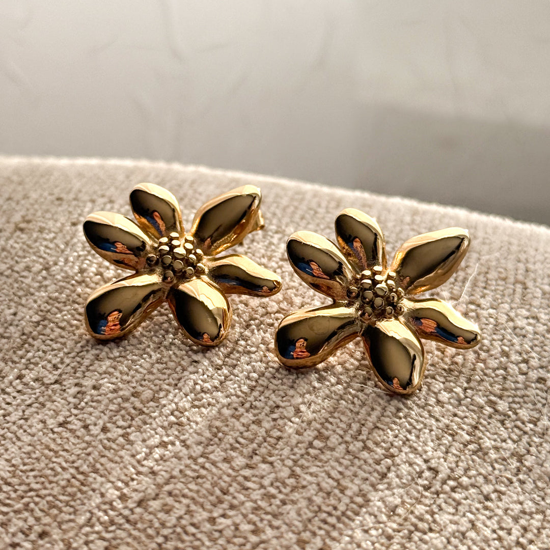 Bold Floral Stainless Steel Earrings