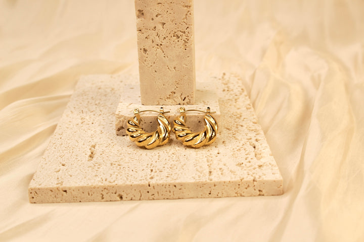 Golden Whirlwind Hoop Earrings