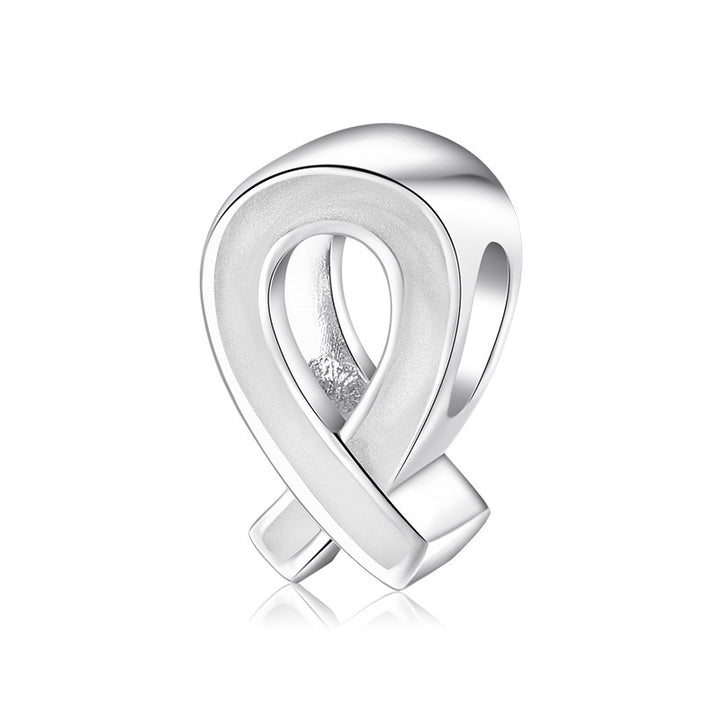 925 Sterling Silver Pink Ribbon Breast Cancer Charm with Enamel