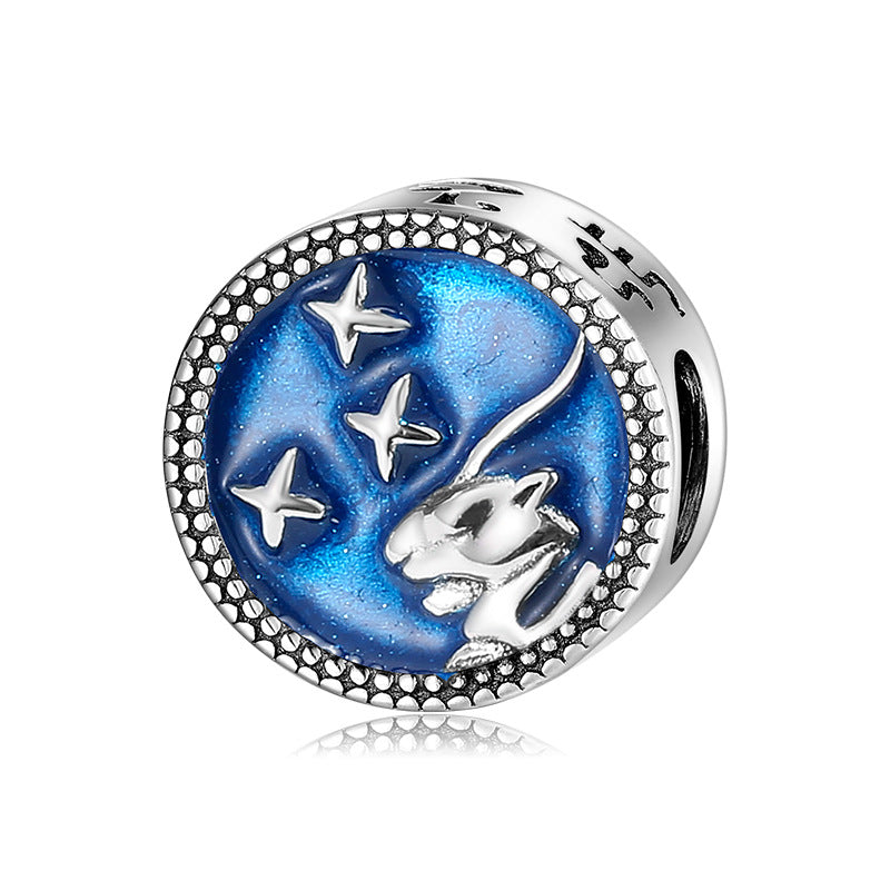 Zodiac Whispers: Celestial Sterling Silver Charm Collection with Enamel Finish