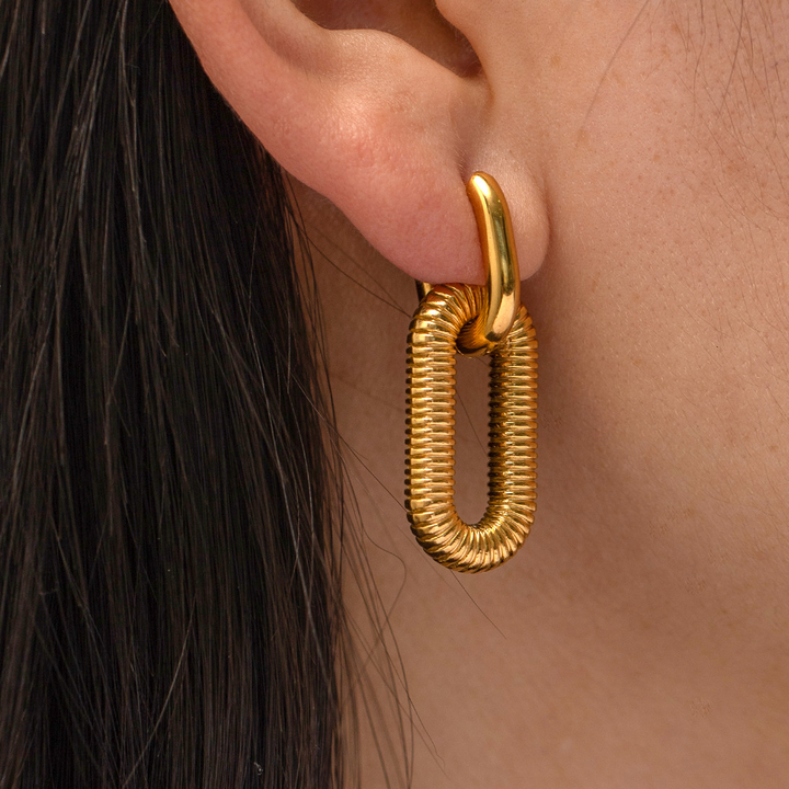 Golden Spiral Link Drop Earrings