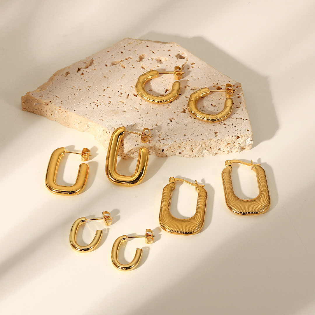 Golden U Collection - Variety Hoop Earrings Set