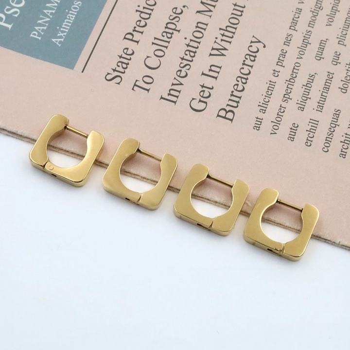 Modern Geometric Gold Huggie Earrings