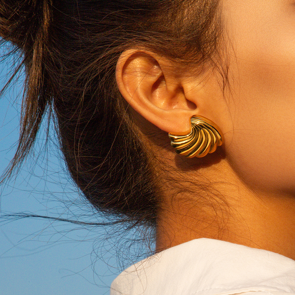 Golden Conch Shell Earrings