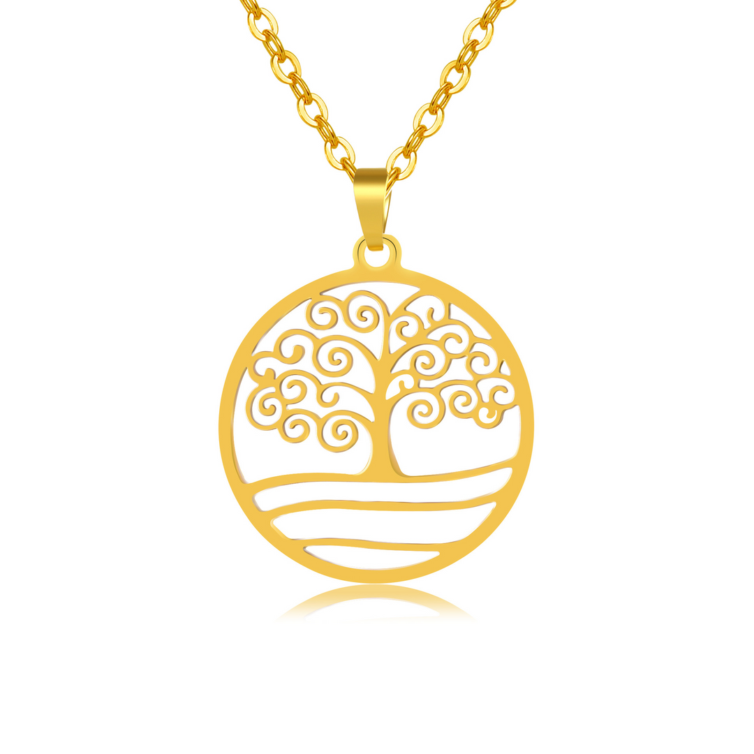 Tree of Life Necklace – Gold-Tone Stainless Steel Pendant