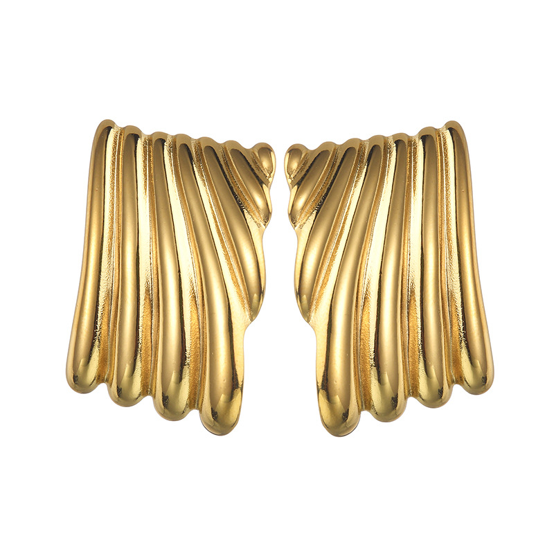 Bold Gold Sculpted Earrings – Statement Stainless Steel Jewelry