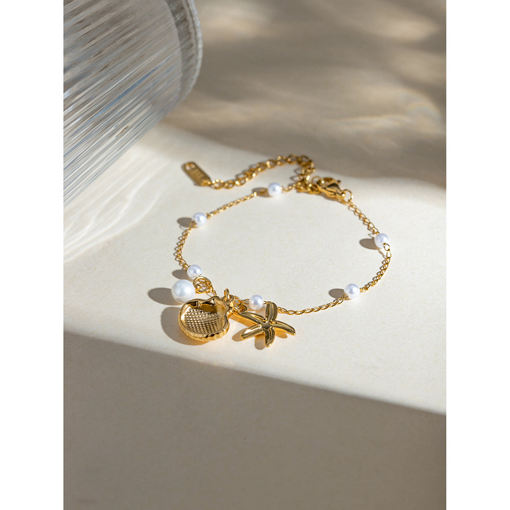 Seaside Elegance Bracelet with Pearls and Charms