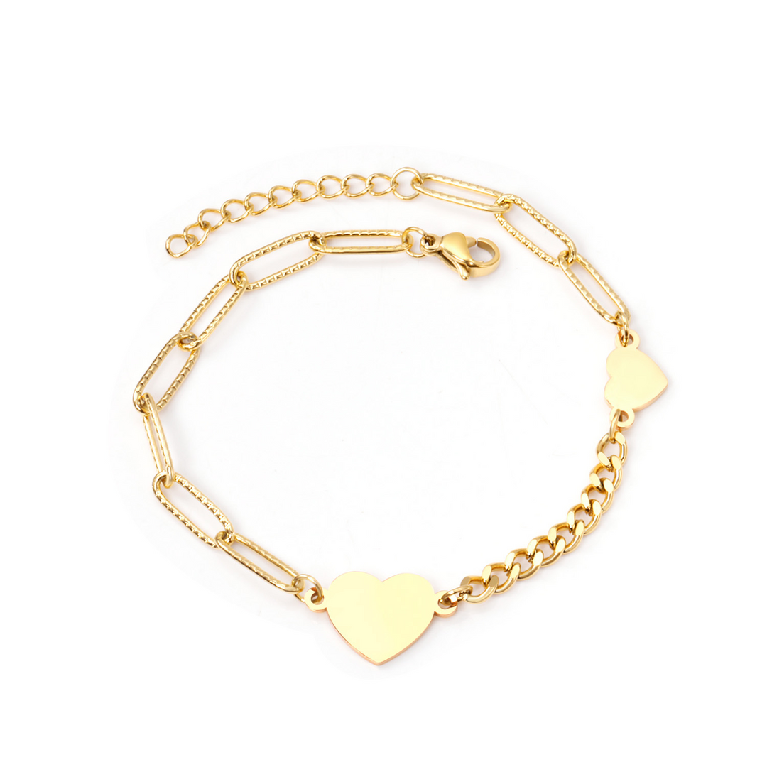 Golden Affection Heart Chain Bracelet