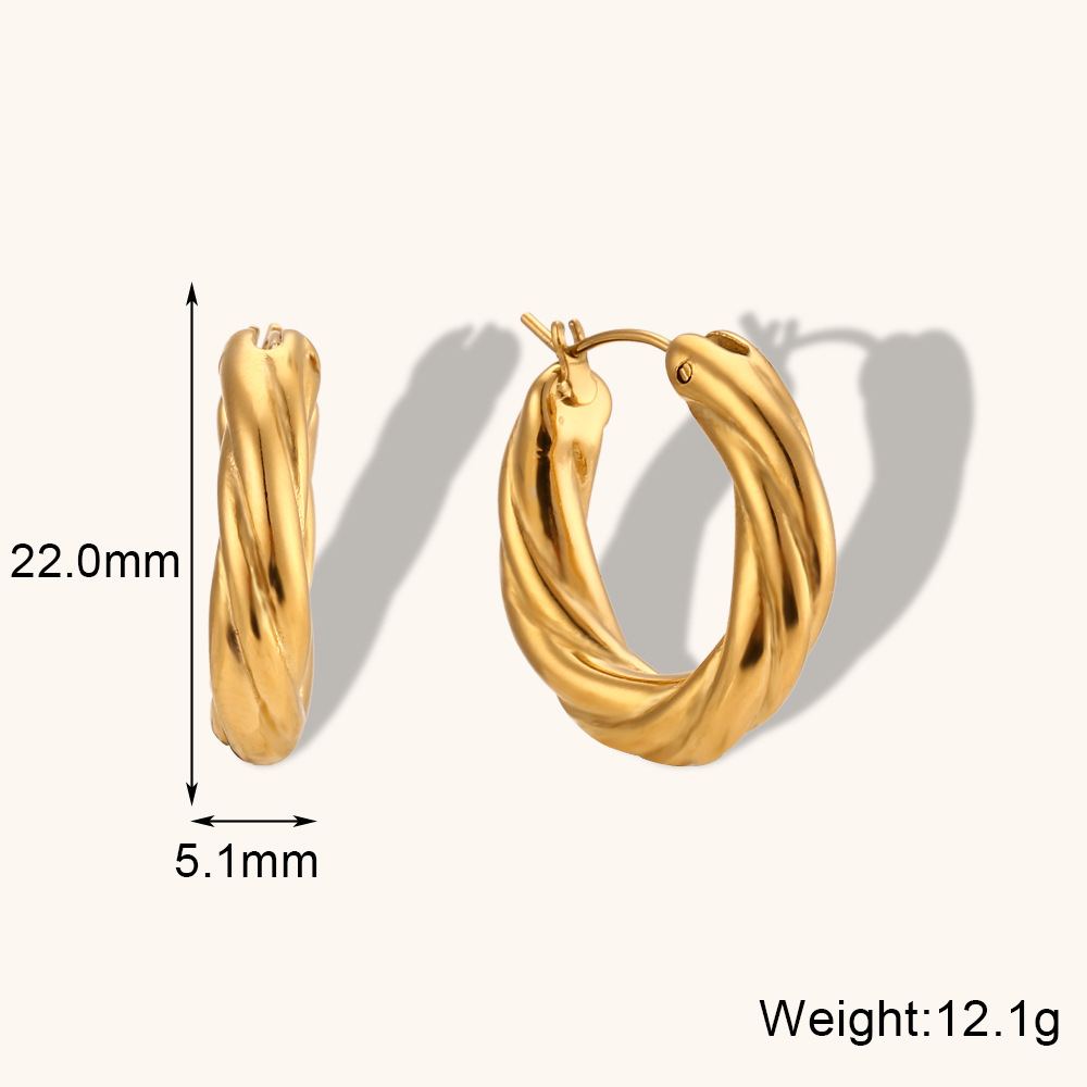 Sculptural Golden Twist Hoop Earrings