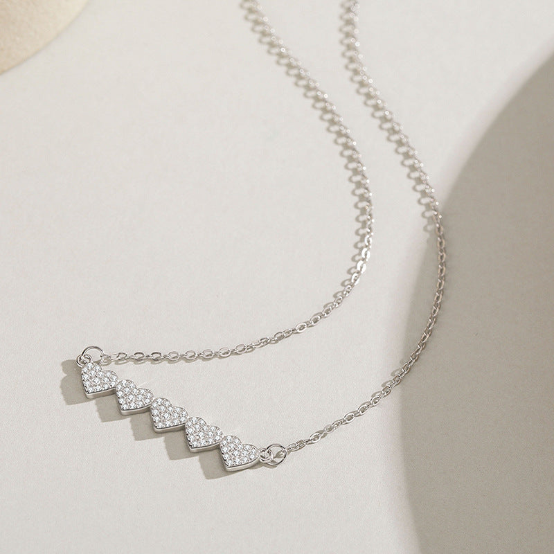 Radiant Hearts: Sterling Silver Cubic Zirconia Necklace