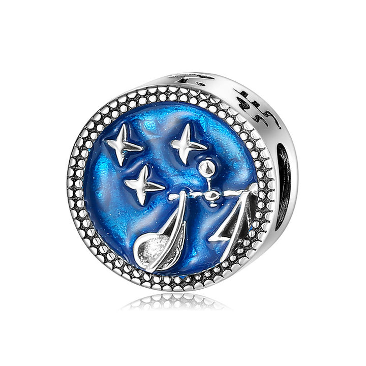 Zodiac Whispers: Celestial Sterling Silver Charm Collection with Enamel Finish