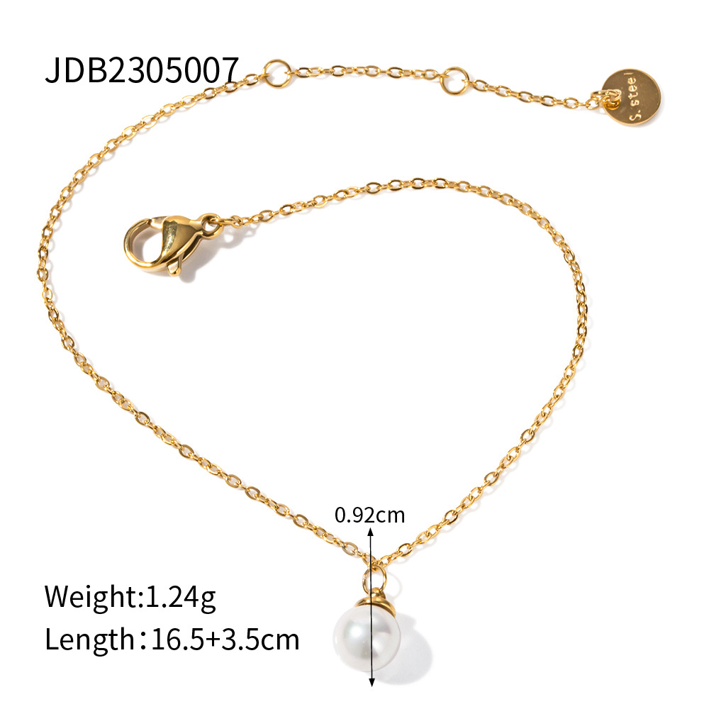 Elegant Single Pearl Bracelet in Dual Finishes