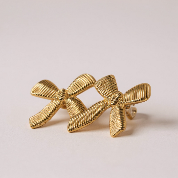 Pendientes de lazo dorado – Acero inoxidable