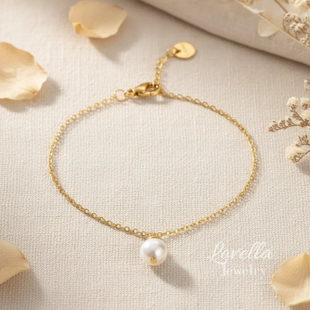 Single Pearl Drop Chain Bracelet