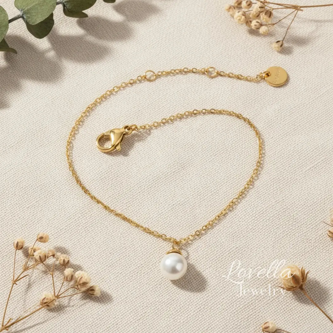 Single Pearl Drop Chain Bracelet