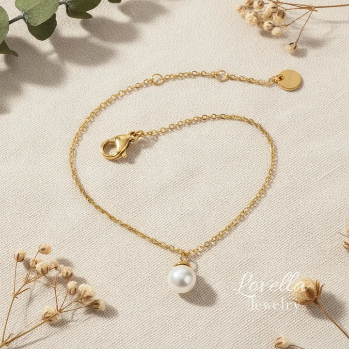 Single Pearl Drop Chain Bracelet