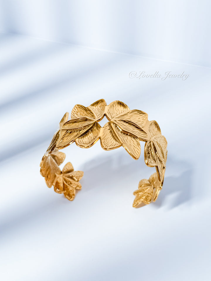 Gold Leaf Statement Cuff Bracelet