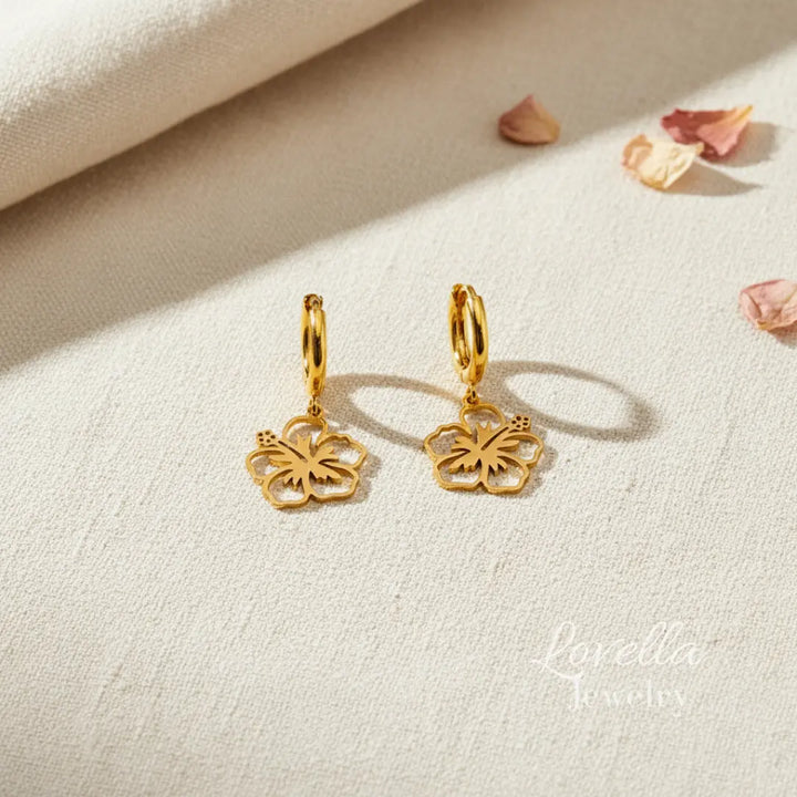 Pendientes de aro Maga Flower — Dorados