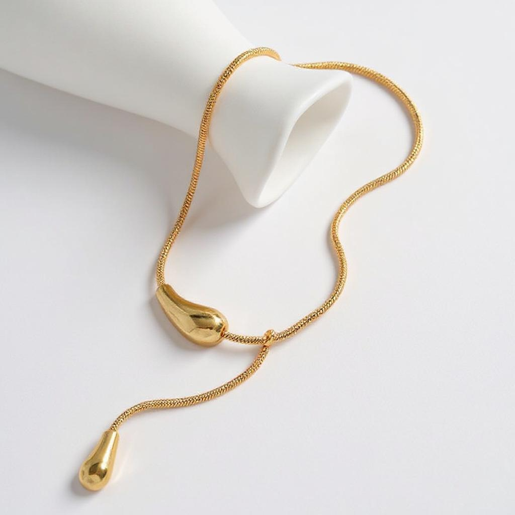 Modern Stainless Steel Drop Pendant Necklace