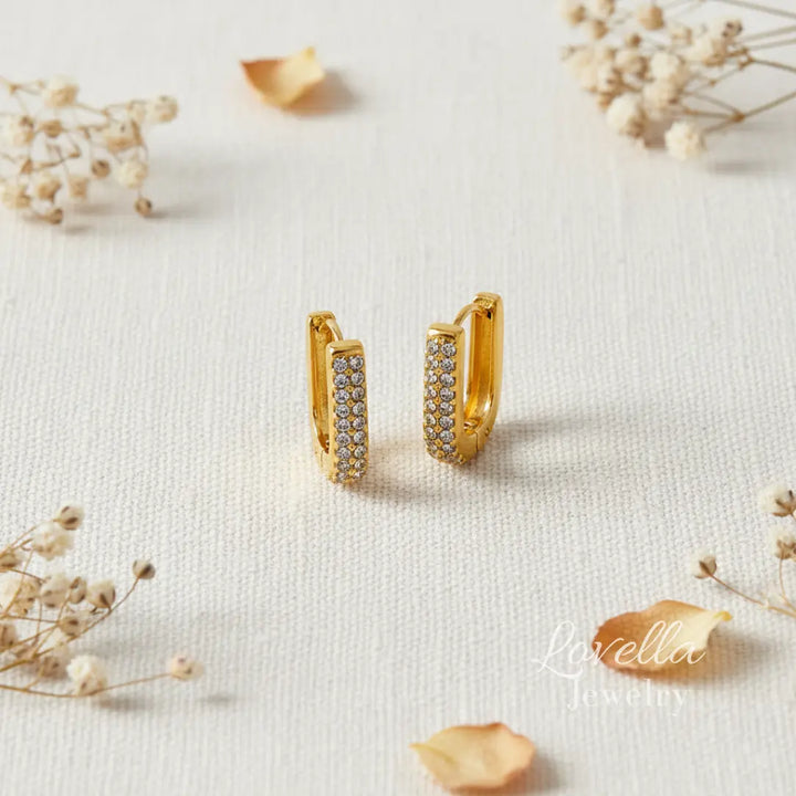 Gold Pavé Huggie Hoop Earrings