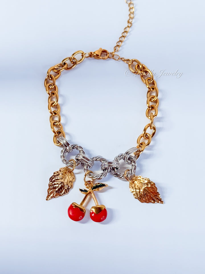 Cherry Charm Bracelet – 18K Gold Stainless Steel
