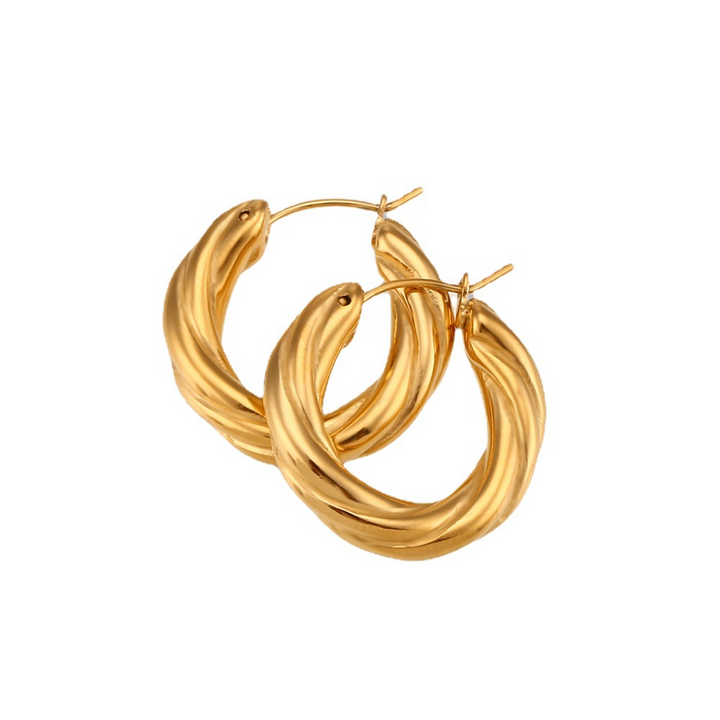 Sculptural Golden Twist Hoop Earrings