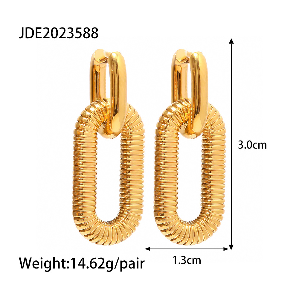 Golden Spiral Link Drop Earrings