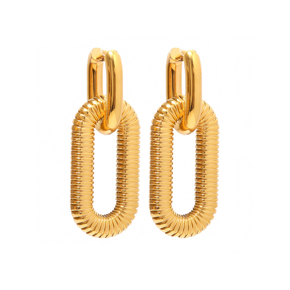 Golden Spiral Link Drop Earrings